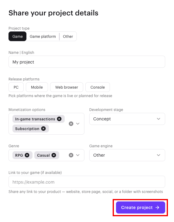 Create Project