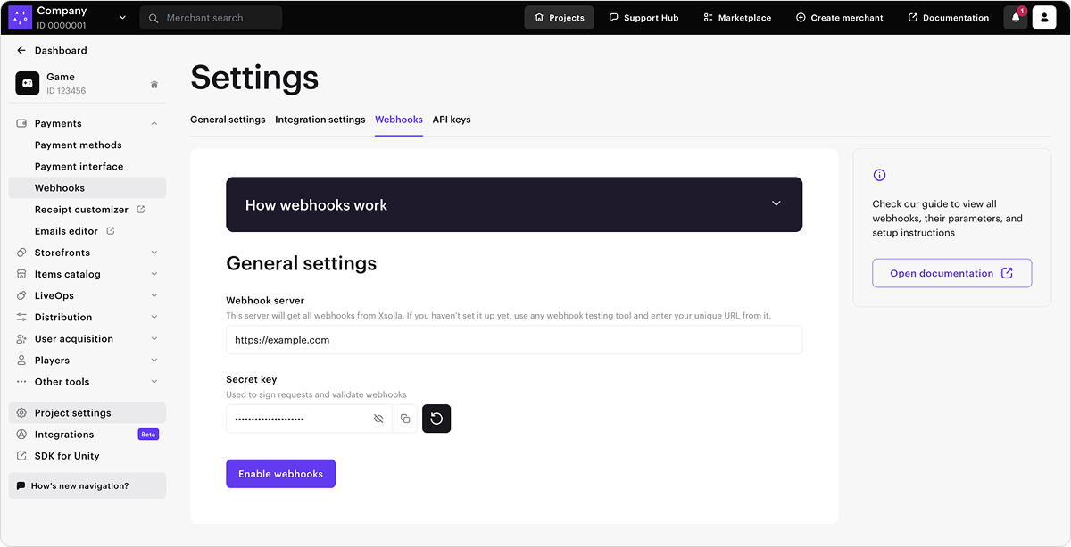 Enable webhooks